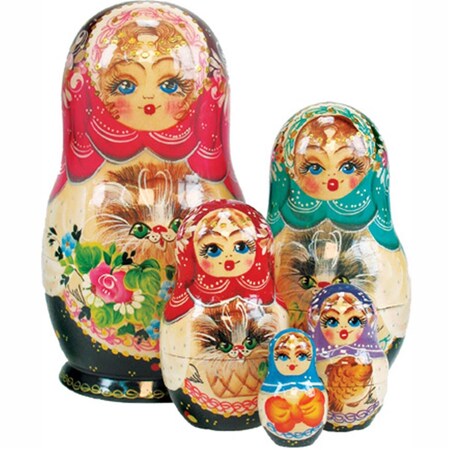 Gloriousgifts Icon Russian Matryoshka Wooden Stacking 5 Nested Dolls GL1772663